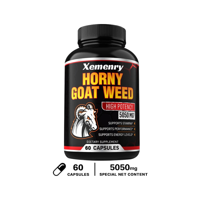 Horny Goat Grass Capsules 5050 Mg, Supports Male Energy and Performance, Supplement with Black Pepper Extract