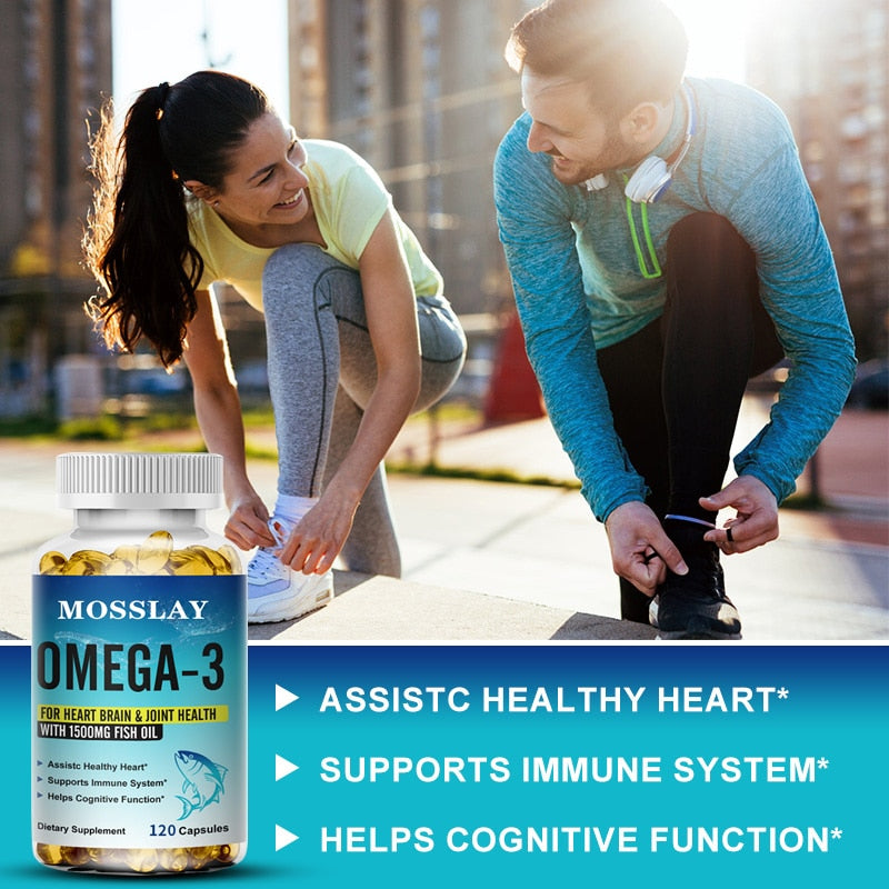 MOSSLAY Omega-3 S Fish Oil Dietary Supplement - Helps Support Brain and Heart Health, Including EPA & DHA - 1500 Mg Per Serving