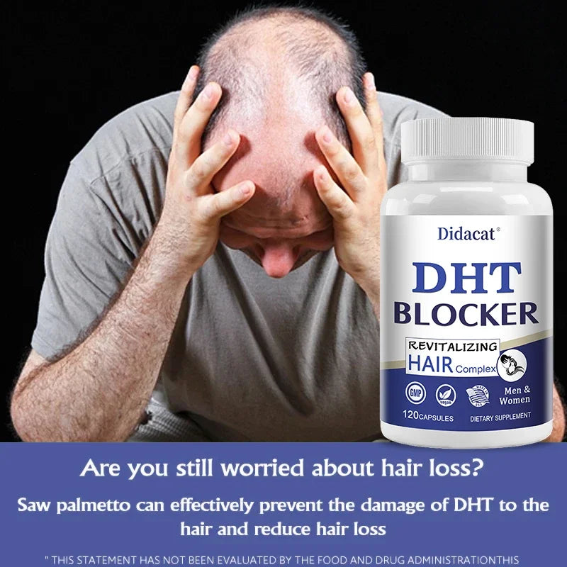 Saw Palmetto Biotin Capsules DHT Blocker - for Hair, Nails and Skin Health, Hair Growth Supplement Non-GMO
