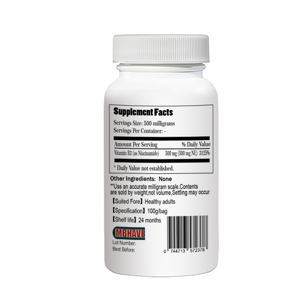 Free Shipping Niacinamide (Vitamin B3) 100g Support joints Support heart health Promote healthy mood Aid healthy sleep