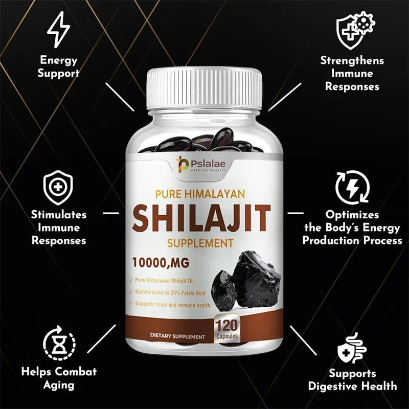 Pure Himalayan Shilajit Resin Capsules Formulated with 20% Fulvic Acid - 10:1 Extract 10,000mg Extra Strength