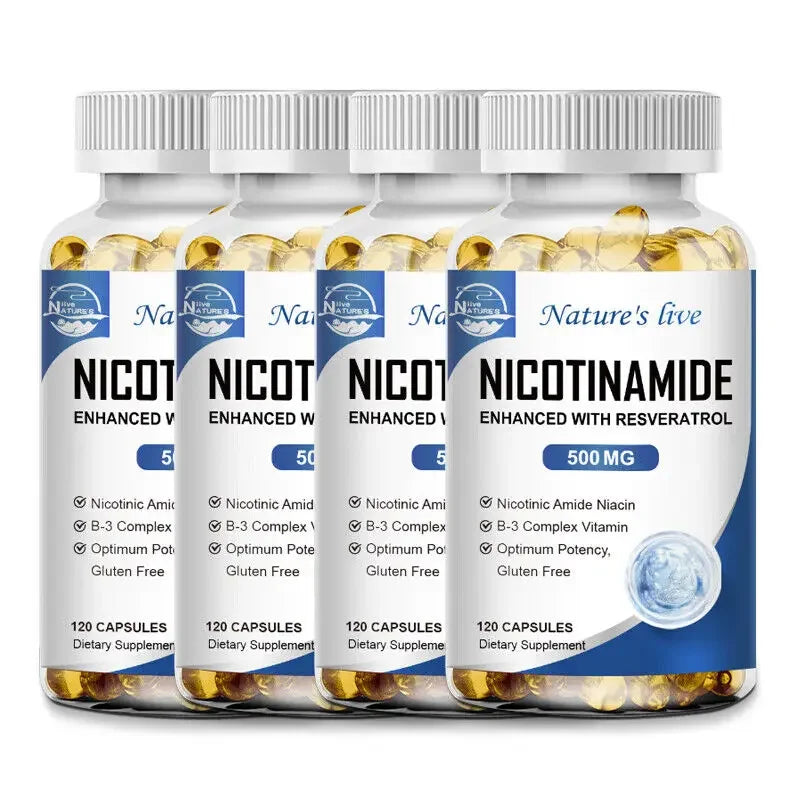 NATURE'S LIVE Nicotinamide Resveratrol 500MG, Anti-aging NAD Supplement 120/240/480 Capsules