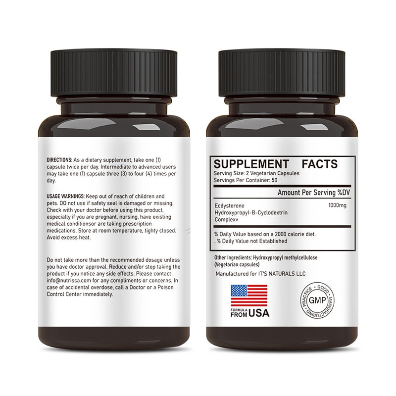 Ecdysterone Capsules - Helps Build Muscle, Burn Fat & Enhance Men's Health Supports Metabolism, Improves Endurance