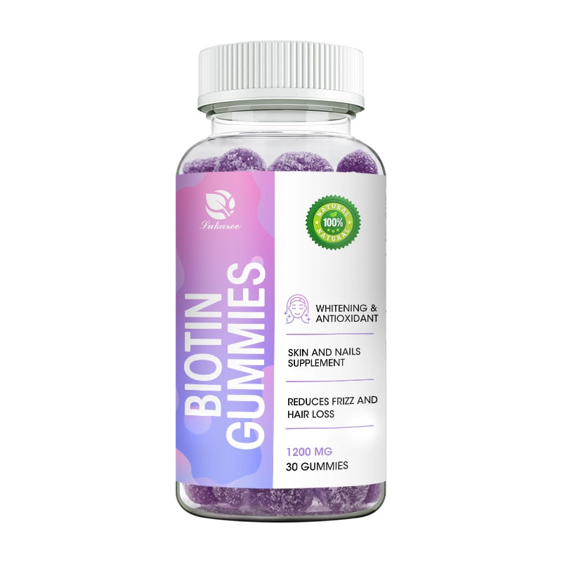 Lukaree Biotin Gummies Hair Growth Supplement Healthier Hair Skin Nails Vitamin C Antioxidant Hair Restorative for Men and Women