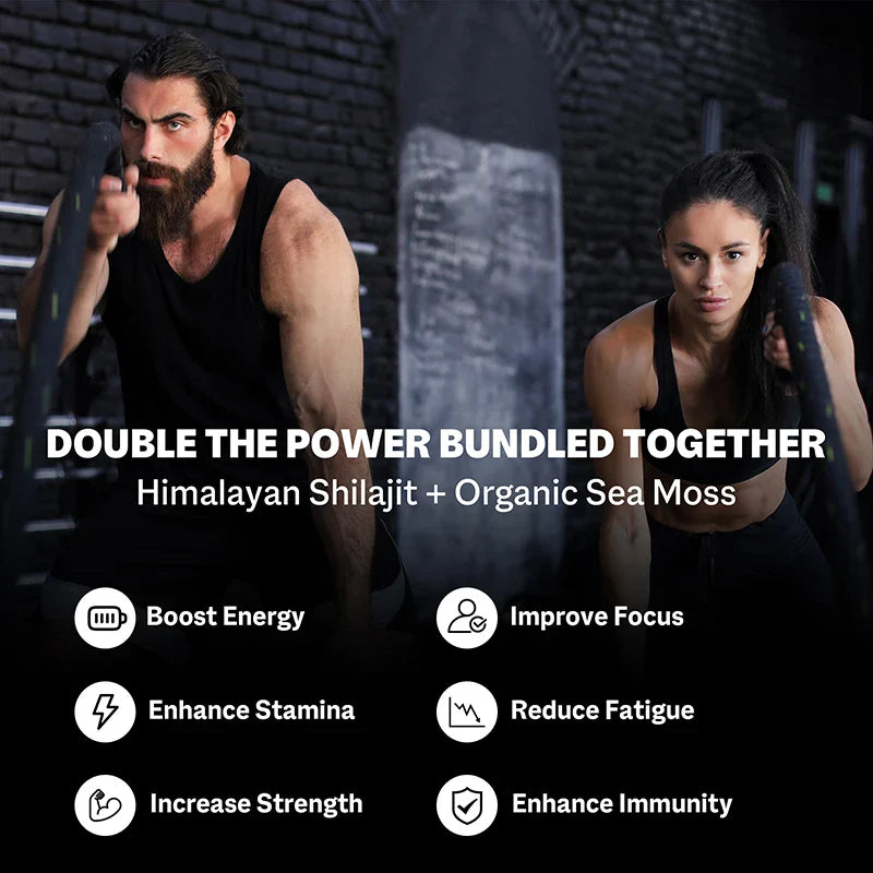 SHILAJIT + SEA MOSS Capsules, Strength, Energy, Muscle, Endurance, Anti-Fatigue, Overall Health Supplement