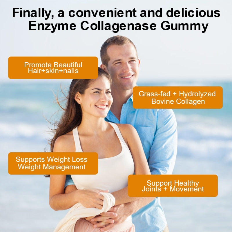 HFU Collagen Enzyme Gummies for Weight Loss Slimming for Woman Beauty Health Anti-aging Reduce Wrinkles Protease Supplement