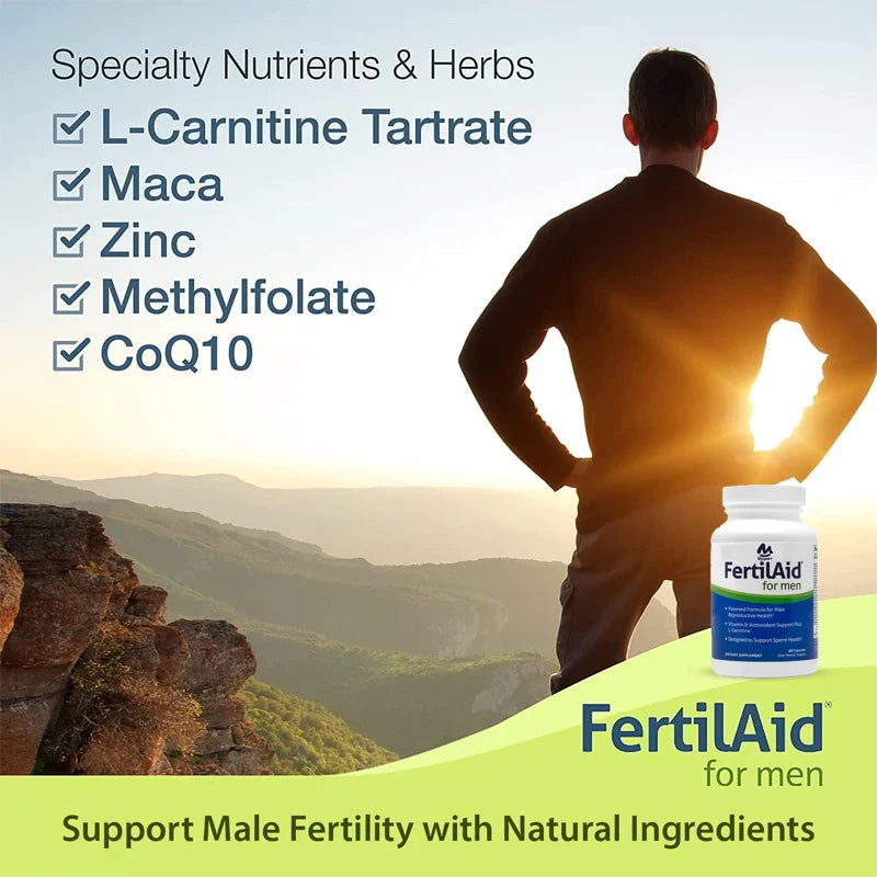 Men's prenatal male fertility supplements | Fertility support includes 60 capsules of L-carnitine, zinc, and folate