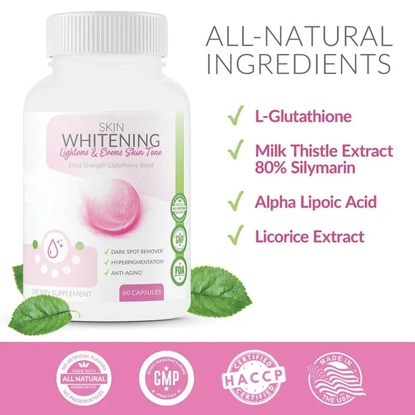 Skin Whitening Supplement - Contains Glutathione and Milk Thistle Extract To Improve Skin Pigmentation and Anti-aging in Pakistan in Pakistan Skin Whitening Supplement - Contains Glutathione and Milk Thistle Extract To Improve Skin Pigmentation and Anti-aging in Pakistan in Pakistan