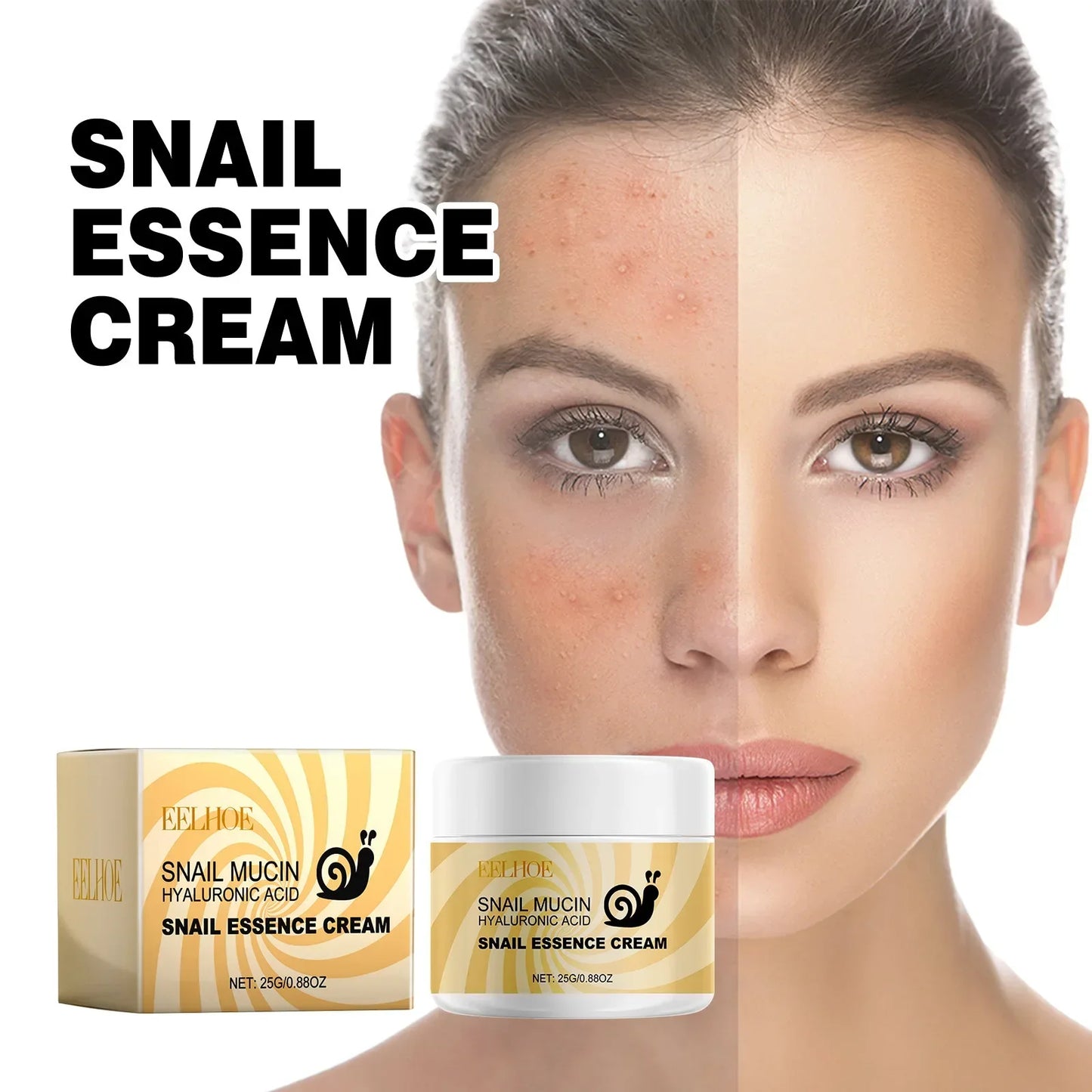 Snail Face Cream Hyaluronic Acid Moisturizing Improve Cracked Dry Rough Skin Facial Cream Face Lifting Nourishing Repair Korean
