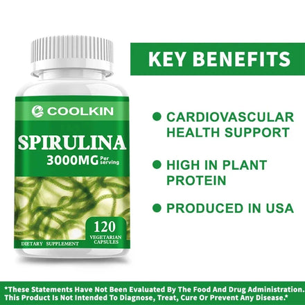 Spirulina Capsules 3000mg - Supports Immune Health and Cardiovascular Function, and Enhances Digestion