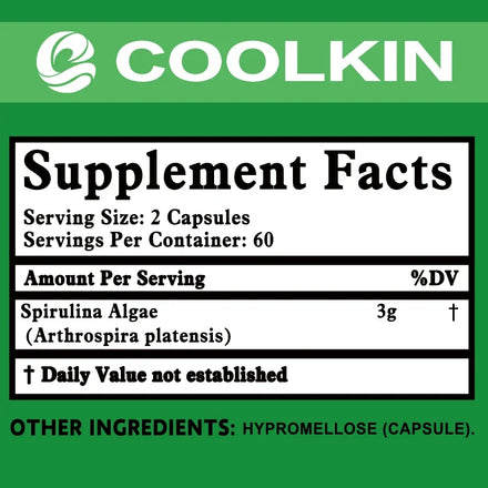 Spirulina Capsules 3000mg - Supports Immune Health and Cardiovascular Function, and Enhances Digestion