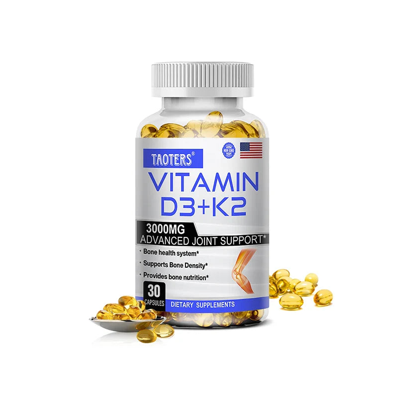 TAOTERS Vitamin D3+K2 Supplement to Support Joint, Bone and Immune Health Non-GMO formula easy-to-swallow vitamin D & K complex
