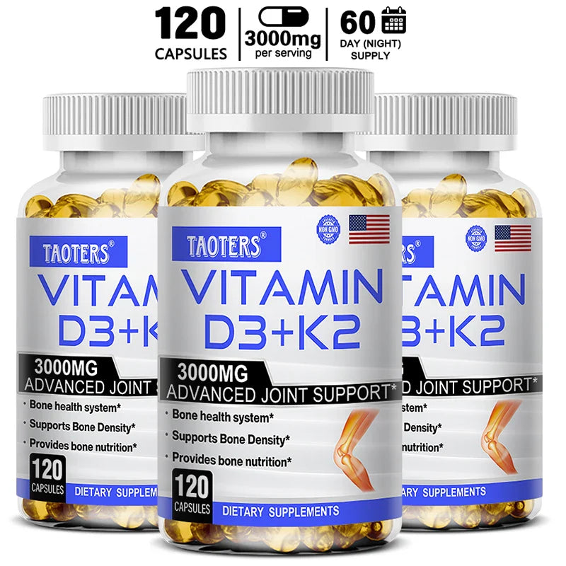 TAOTERS Vitamin D3+K2 Supplement to Support Joint, Bone and Immune Health Non-GMO formula easy-to-swallow vitamin D & K complex