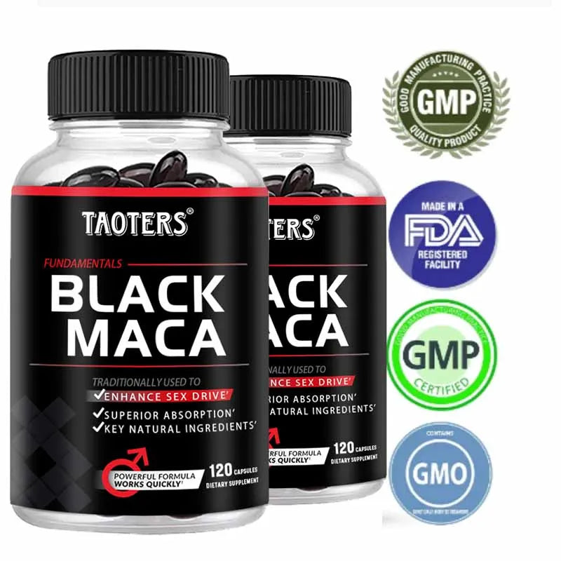 Taoters Black Maca Root Extract - for exercise endurance, energy supplement - building muscle, non-GMO