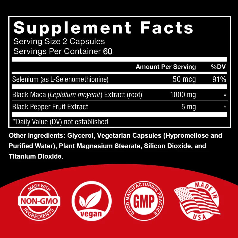 Taoters Black Maca Root Extract - for exercise endurance, energy supplement - building muscle, non-GMO