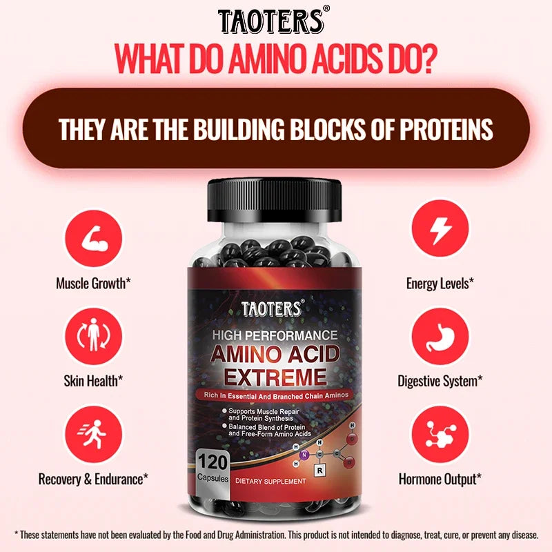 Taoters High Performance Amino Acid Supplement - Helps Repair Muscles, Build Muscle Mass, Energy Support and Protein Synthesis