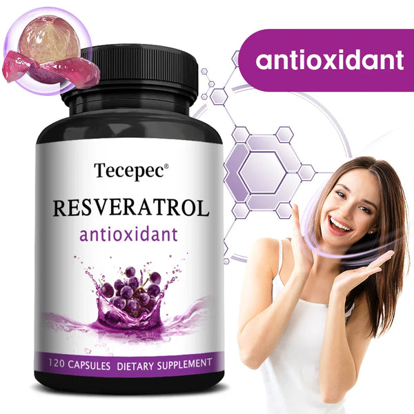 Tecepec RESVERATROL Antioxidant - Supports Healthy Immunity, Brain, Digestion and Cardiovascular Function, Promotes Smooth Skin in Pakistan Tecepec RESVERATROL Antioxidant - Supports Healthy Immunity, Brain, Digestion and Cardiovascular Function, Promotes Smooth Skin in Pakistan