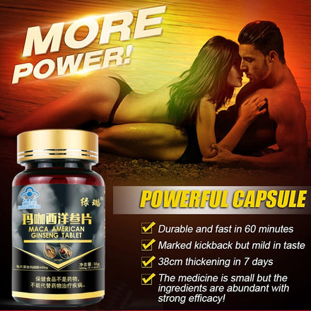 Testosterone Booster for Men Increase Length Stamina Maca & Ginseng Energy Strength Enhance Erection Growth Thickening Vegan
