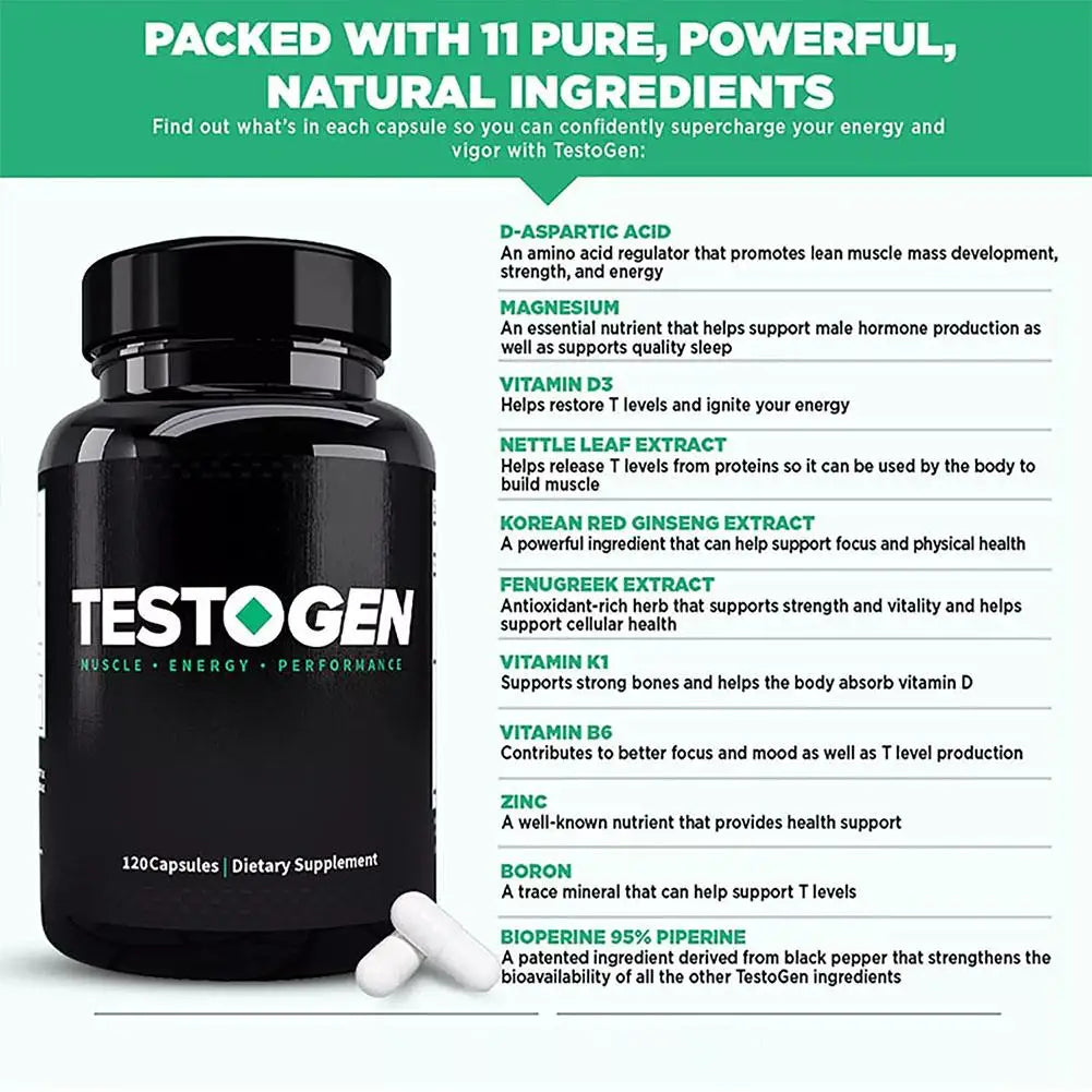 Triple Action Testosterone Booster for Men - Enhance Muscle Growth, Metabolism & Mental State