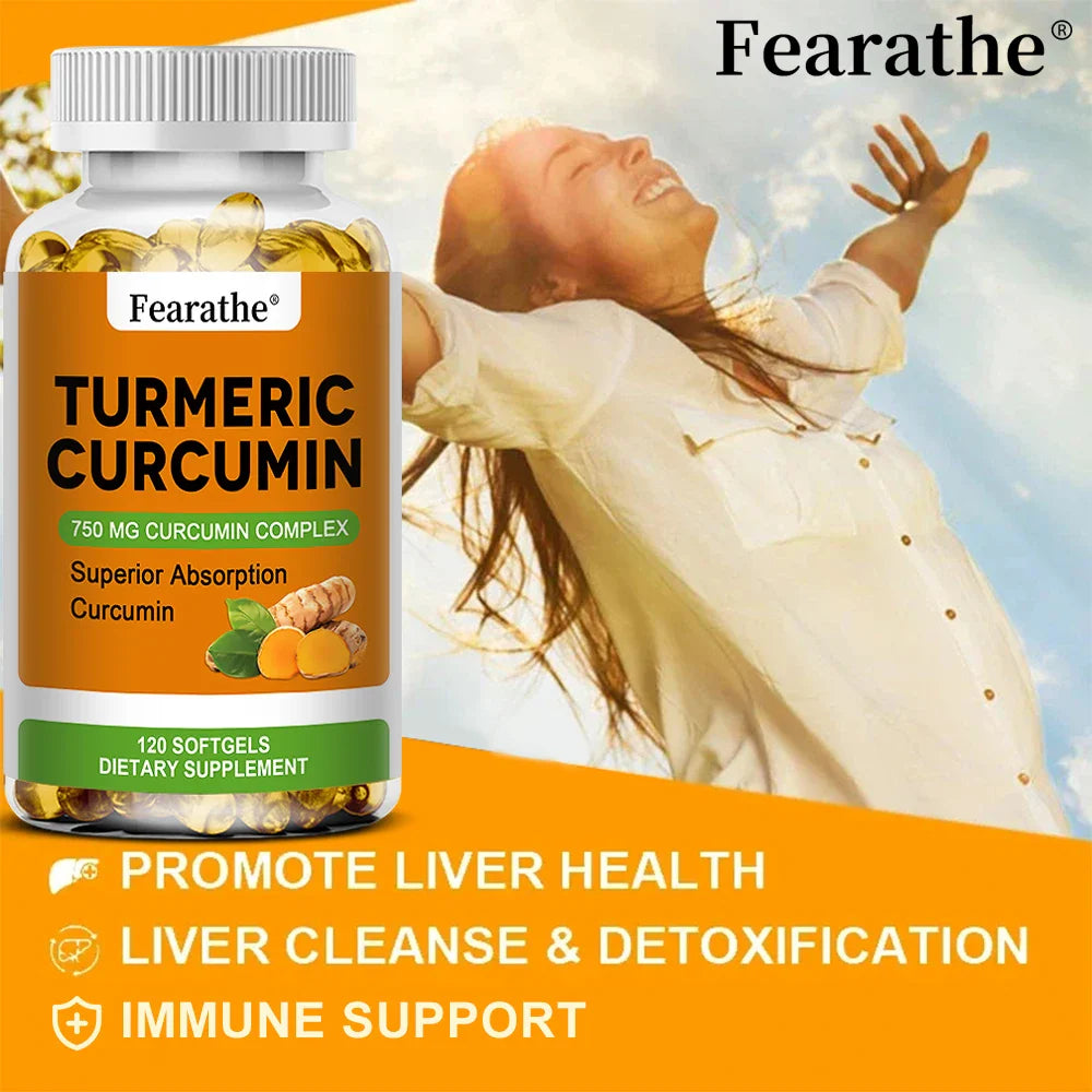 Turmeric Curcumin Capsules, Black Pepper Natural Joint Support - Relieve Joint Pain, Support Brain Health & Heart Health Support