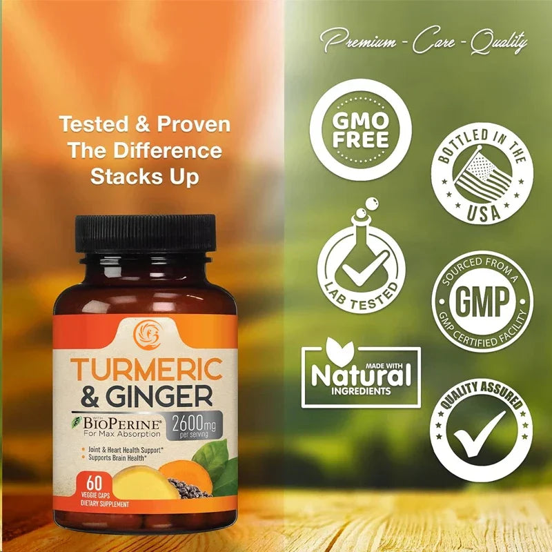 Turmeric Curcumin - Natural Joint and Heart Support - Healthy and Nutritious Turmeric Extract Supplement -60 Capsules