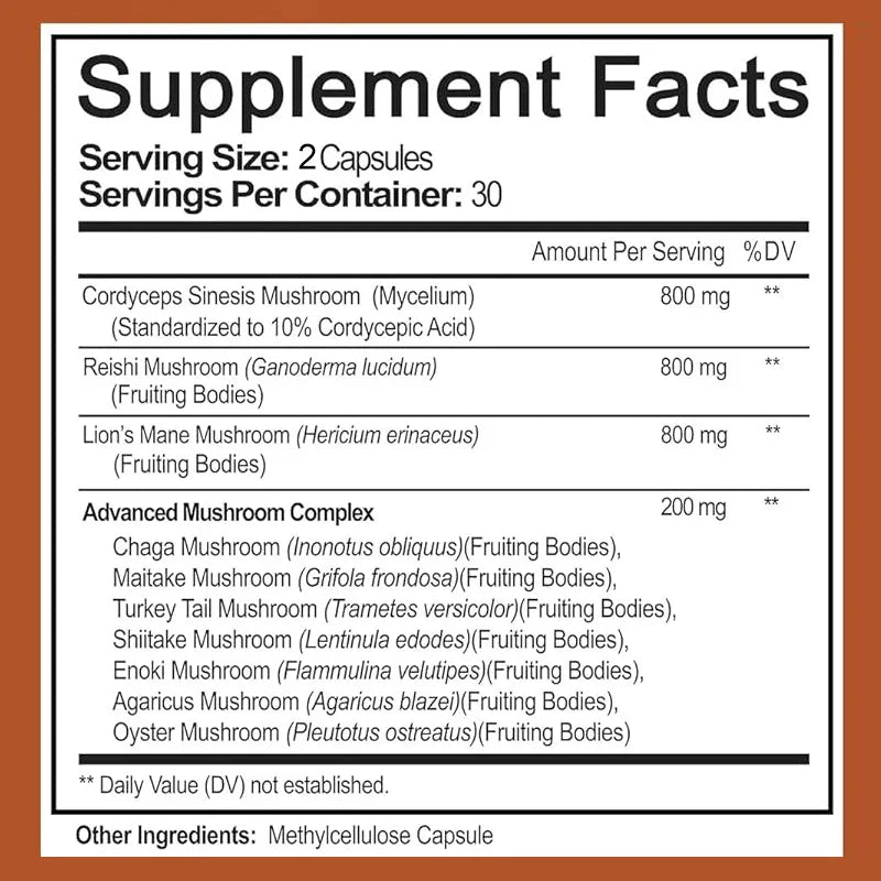 Ultimate Mushroom Complex - Lions Mane, - Immune Support & Nootropic Brain Supplements for Immunity, Energy, Memory & Focus