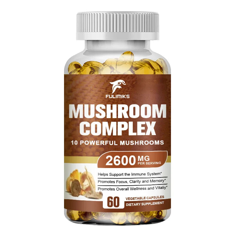 Ultimate Mushroom Complex - Lions Mane, - Immune Support & Nootropic Brain Supplements for Immunity, Energy, Memory & Focus