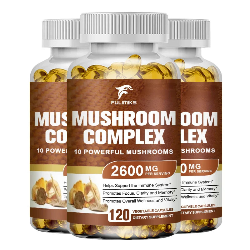 Ultimate Mushroom Complex - Lions Mane, - Immune Support & Nootropic Brain Supplements for Immunity, Energy, Memory & Focus