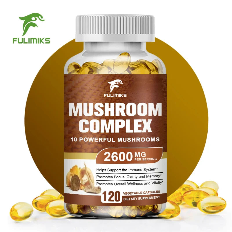 Ultimate Mushroom Complex - Lions Mane, - Immune Support & Nootropic Brain Supplements for Immunity, Energy, Memory & Focus