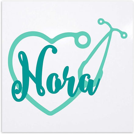 Vinyl Decal - RN CNP CNA BSA Nurse Heart Stethoscope with Name Sticker for Tumblers Laptops Cars Planners Etc in Pakistan