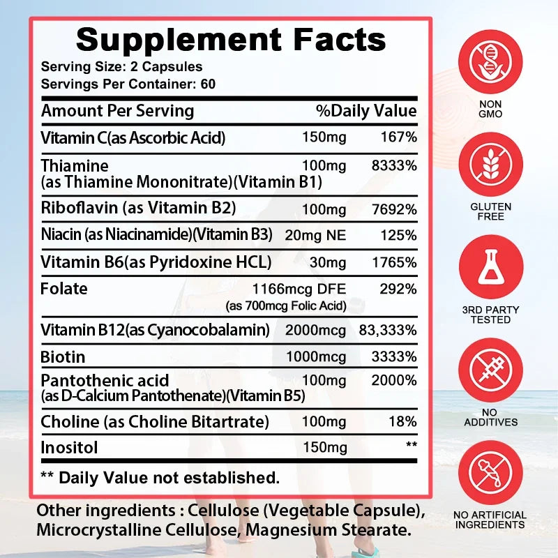 Vitamin B12 - B-complex Vitamin Supplement To Support Energy Metabolism, Nervous System Support, Brain, Heart Health