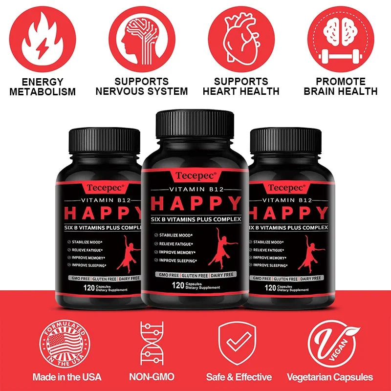 Vitamin B12 - B-complex Vitamin Supplement To Support Energy Metabolism, Nervous System Support, Brain, Heart Health