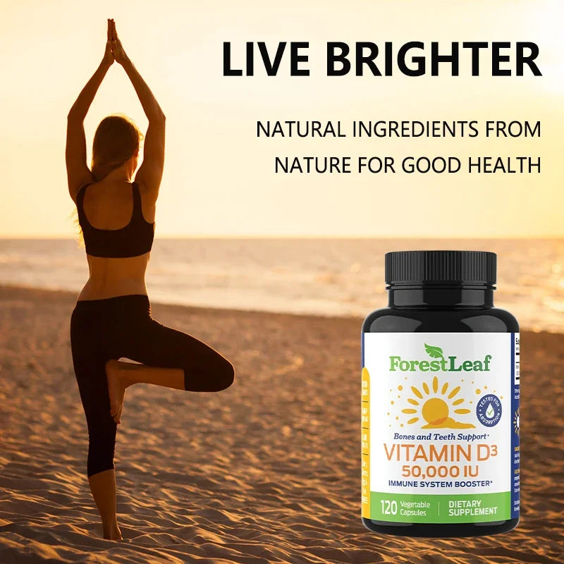 Vitamin D3 50,000 IU Weekly Supplement - 120 Vegetable Capsules - Strong Bones and Teeth, Immunity, Muscle Health, Vitamin D