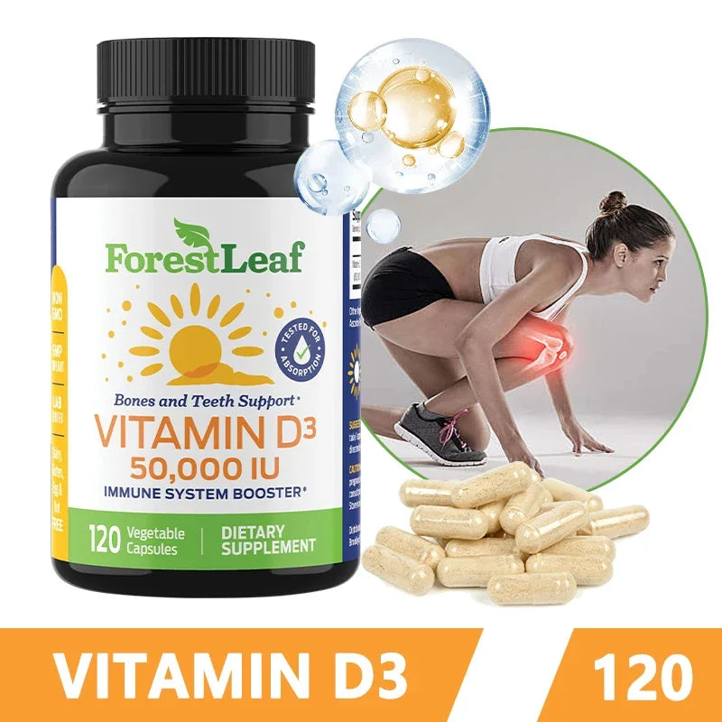Vitamin D3 50,000 IU Weekly Supplement - 120 Vegetable Capsules - Strong Bones and Teeth, Immunity, Muscle Health, Vitamin D