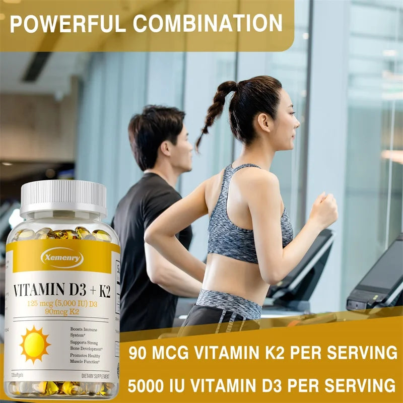 Vitamin D3 + K2 - Supports Brain, Joint, Bone and Heart Health, Promotes Metabolism