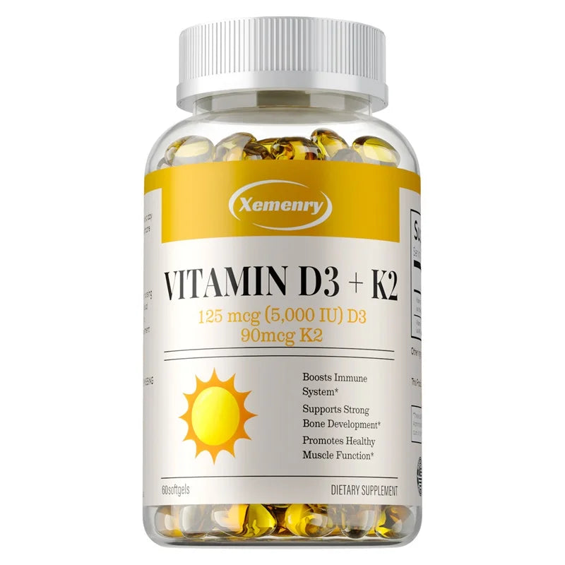 Vitamin D3 + K2 - Supports Brain, Joint, Bone and Heart Health, Promotes Metabolism