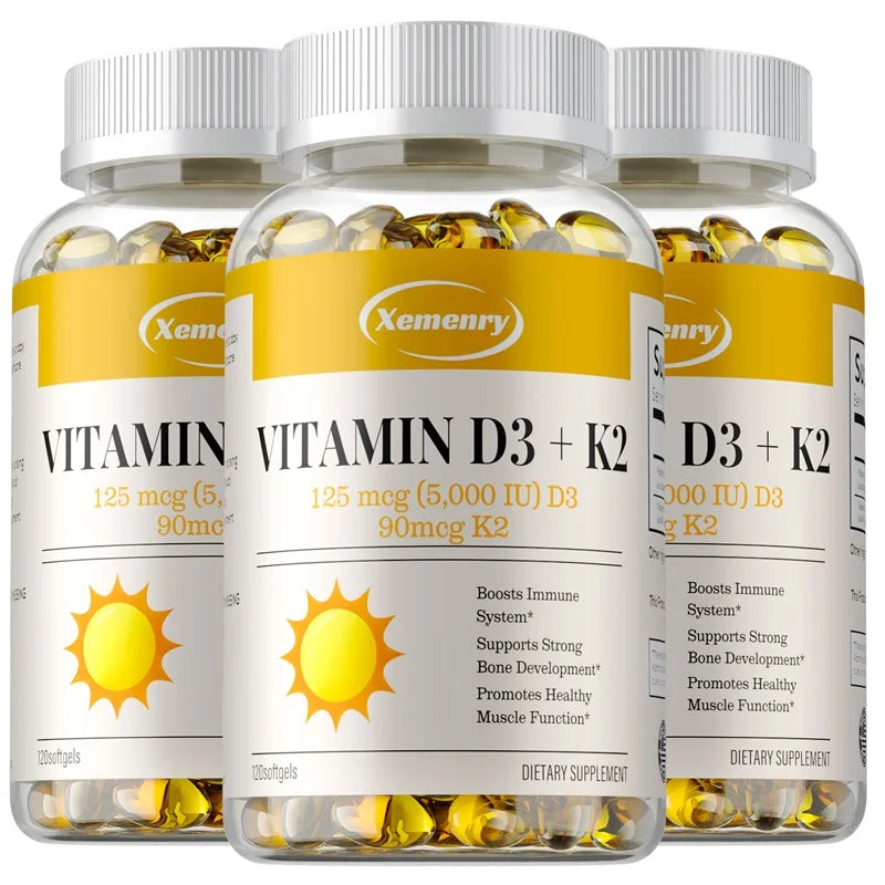 Vitamin D3 + K2 - Supports Brain, Joint, Bone and Heart Health, Promotes Metabolism
