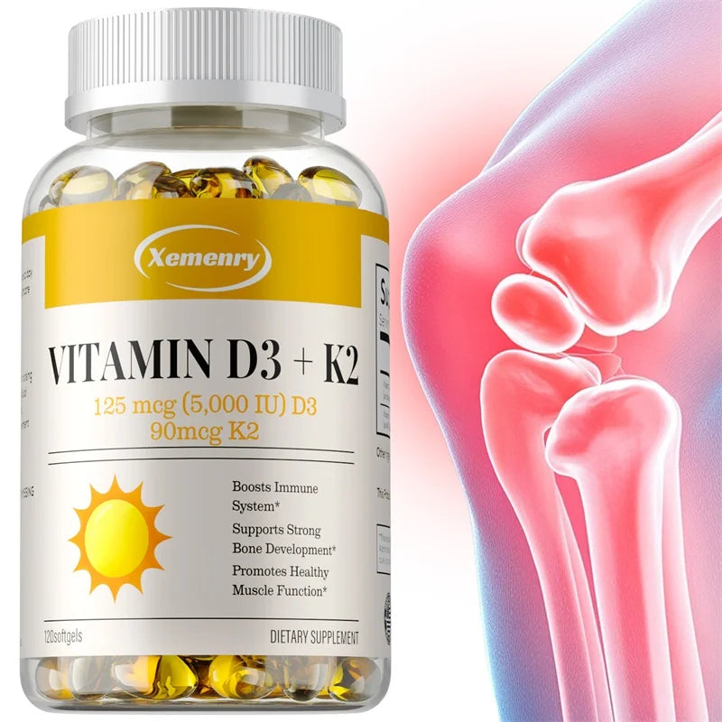 Vitamin D3 + K2 - Supports Brain, Joint, Bone and Heart Health, Promotes Metabolism