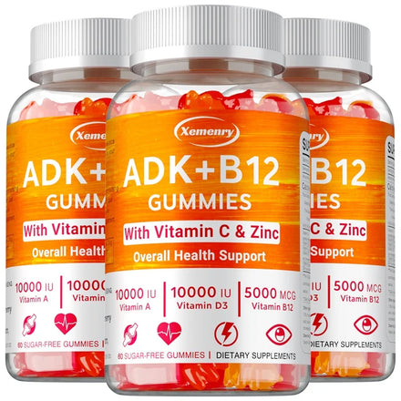 Vitamin D3 K2 + Vitamin B12 Gummies - Eyes, Bone, Energy, Nerve, Immune Support, Boost Metabolism