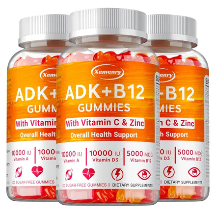 Vitamin D3 K2 + Vitamin B12 Gummies - Eyes, Bone, Energy, Nerve, Immune Support, Boost Metabolism