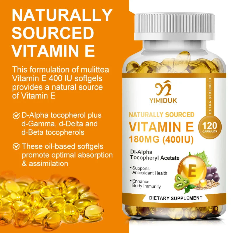 Vitamin E Capsules 180 Mg, Immune Function Support, Supports Skin - Non-GMO Dietary Supplement