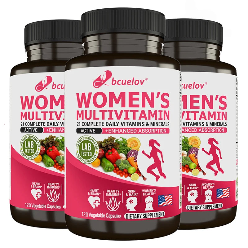 Women's Daily Multivitamin & Mineral - Best for Hair, Skin, Nails, Heart, Brain - Natural Energy, Supports Overall Health