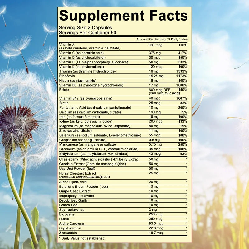 Women's Multivitamin Supplement - Rich in Vitamins and Minerals - Supports Immune, Hair, Skin, Energy and Bones