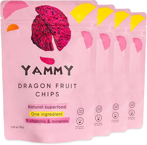 Yammy Dried Dragon Fruit Chips, for Drinks, Refreshers, 1 Ingredient Superfood Snack, Healthy, Crunchy Like Freeze Dried Dragonfruit Chunks, Dehydrated Red Pitaya Pieces, Gluten Free Vegan (Pack of 4) in Pakistan in Pakistan Yammy Dried Dragon Fruit Chips, for Drinks, Refreshers, 1 Ingredient Superfood Snack, Healthy, Crunchy Like Freeze Dried Dragonfruit Chunks, Dehydrated Red Pitaya Pieces, Gluten Free Vegan (Pack of 4) in Pakistan in Pakistan