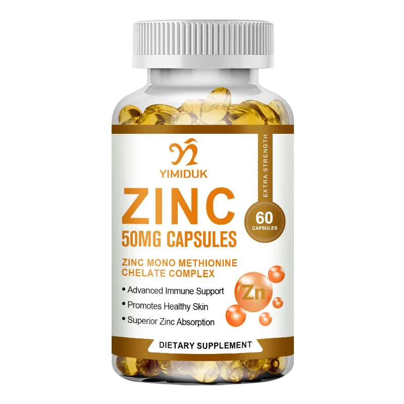 Zinc 50mg Supplement 120 Vegetarian Capsules, Zinc Highly Absorbable Supplements for Immune Support System