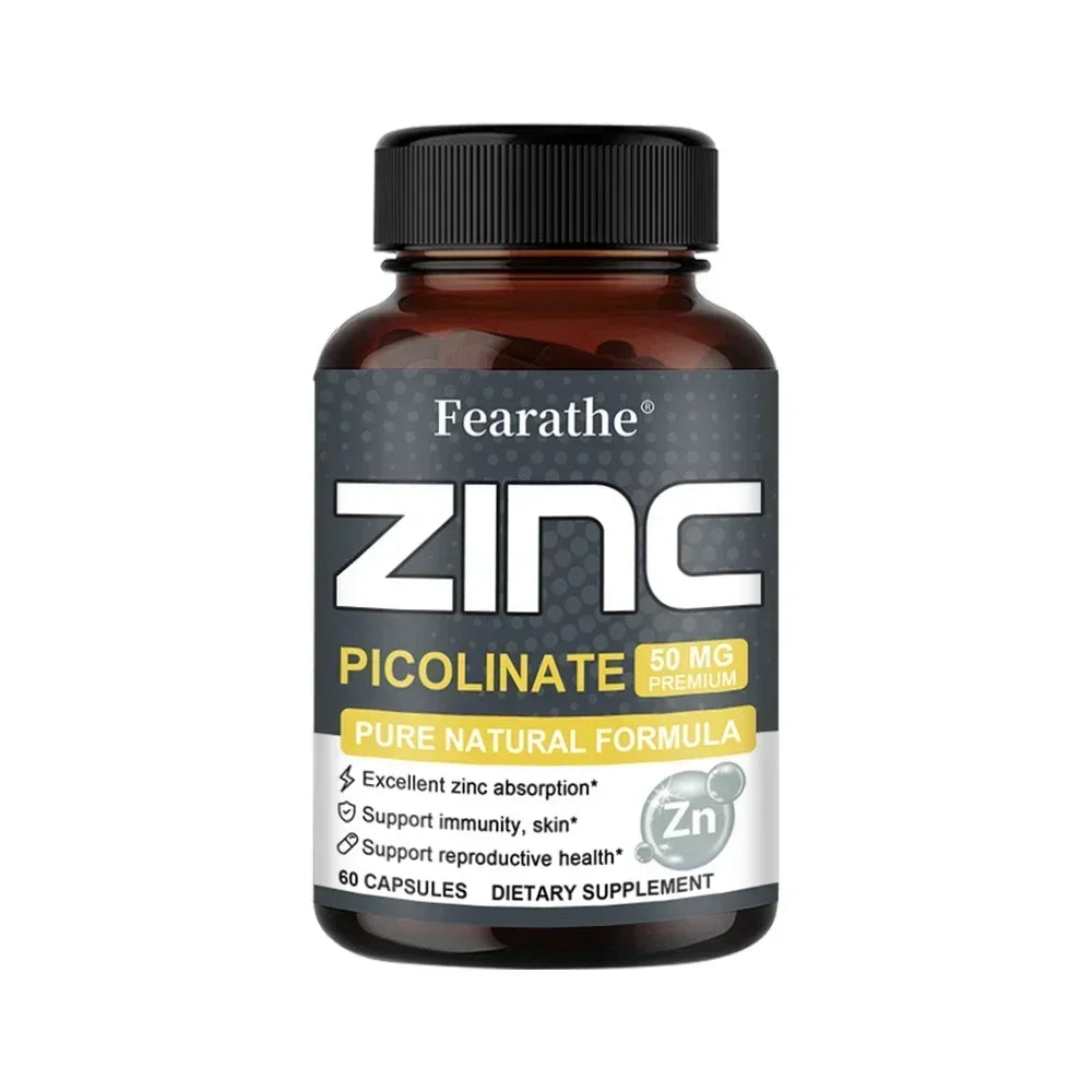 Zinc Capsules 50 Mg - Natural Antioxidant, Immune, Hair, Nails & Skin Support Supplement, Unisex