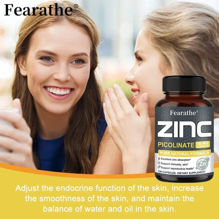 Zinc Capsules 50 Mg - Natural Antioxidant, Immune, Hair, Nails & Skin Support Supplement, Unisex