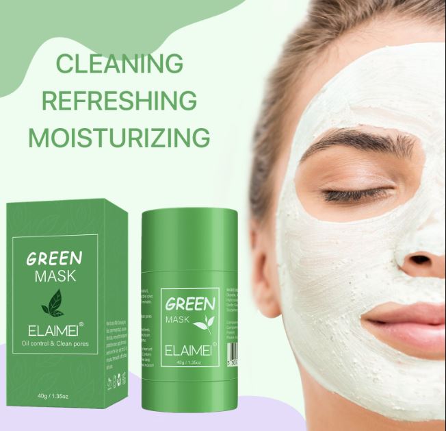 Face Clean Mask Green Tea Cleansing Stick Mask, Pores Acne Moisturizing Mask, Deep Blackhead Shrink Cleansing