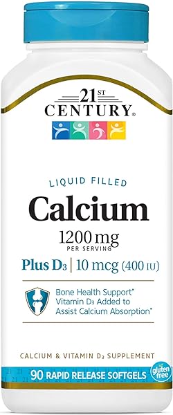 21st Century Calcium Plus D3 Liquid Filled Softgel, 1200 mg, 90 Count in Pakistan