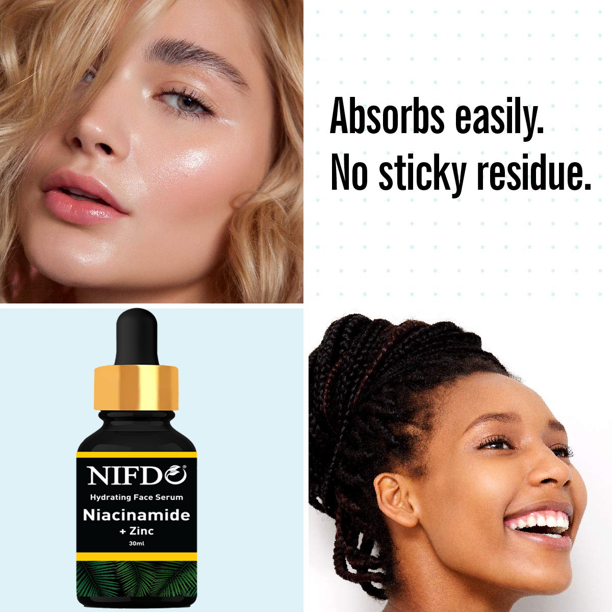 Nifdo Skin Brightening Serum with Niacinamide and Zinc, Hydrating Face Serum